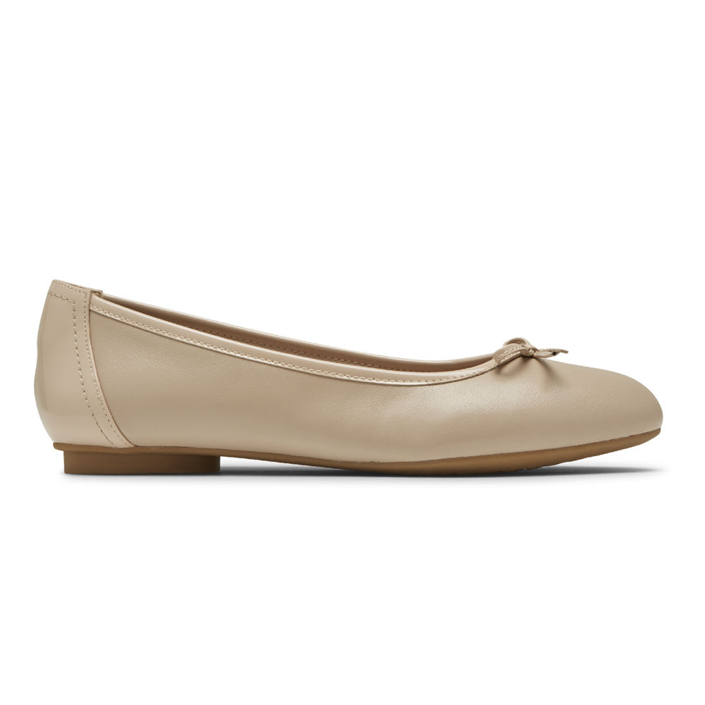 Rockport Womens Flats Beige - Reagan Bow - UK 597-QBXLNM